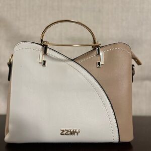 Two-Tone White & Beige Top-Handle Women’s Bag
